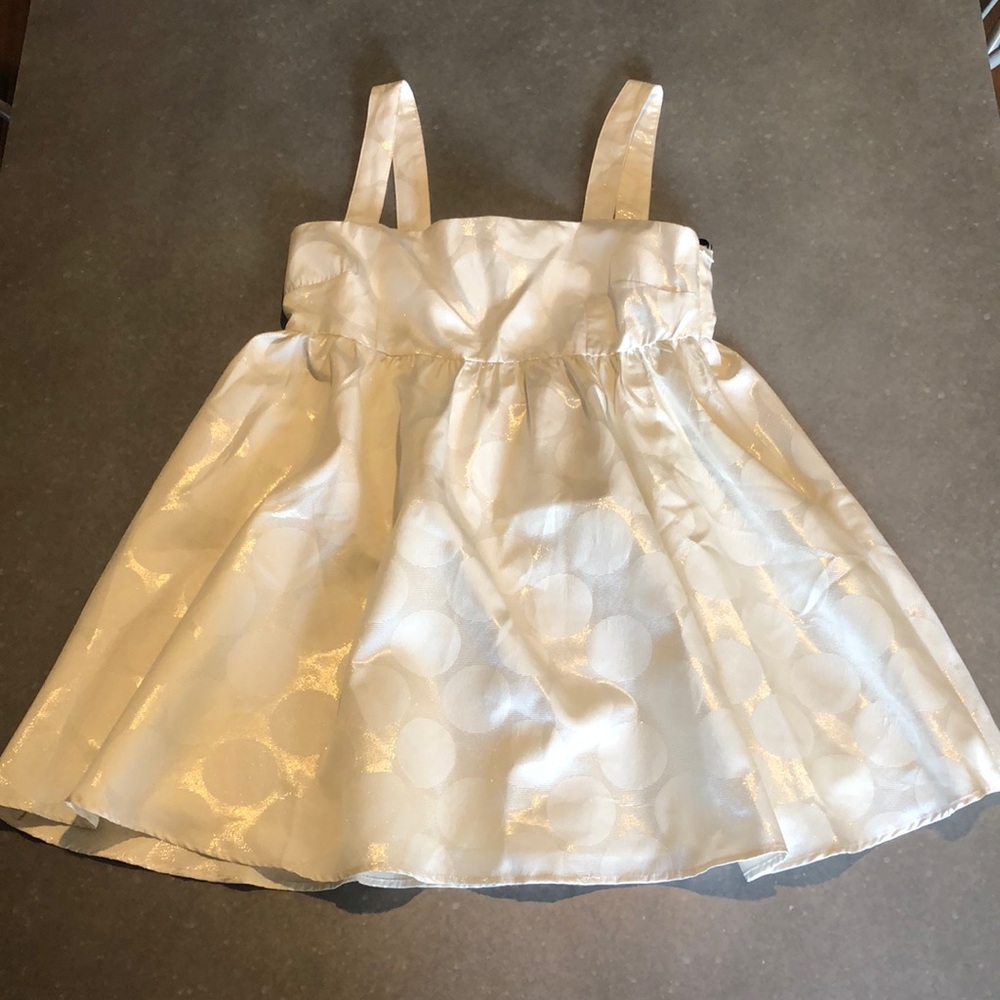 Forever 21 Cream & Gold Polka Dot Pattern Dress